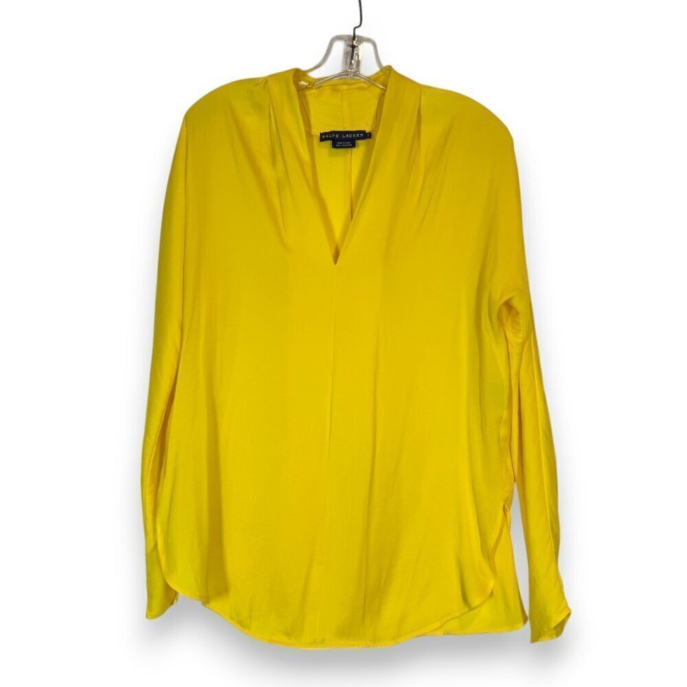 Ralph Lauren Bright Yellow V-Neck Long Sleeve Blouse